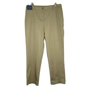 Lands' End Fit 3 Women's Chino Straight Leg Slacks Pants 16Px28 Khaki Beige NEW